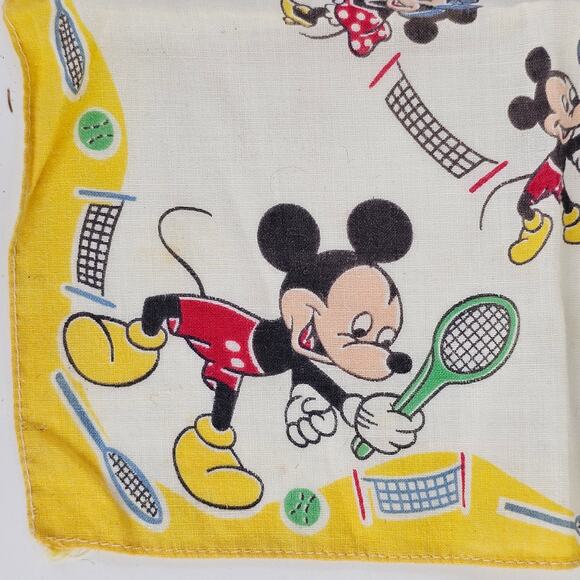 VTG childs handkerchief Mickey Mouse tennis Minnie Pluto Walt Disney Productions - Picture 2 of 6